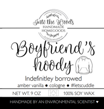 Load image into Gallery viewer, Boyfriend’s Hoody 🧥 amber vanilla, cologne, lets cuddle